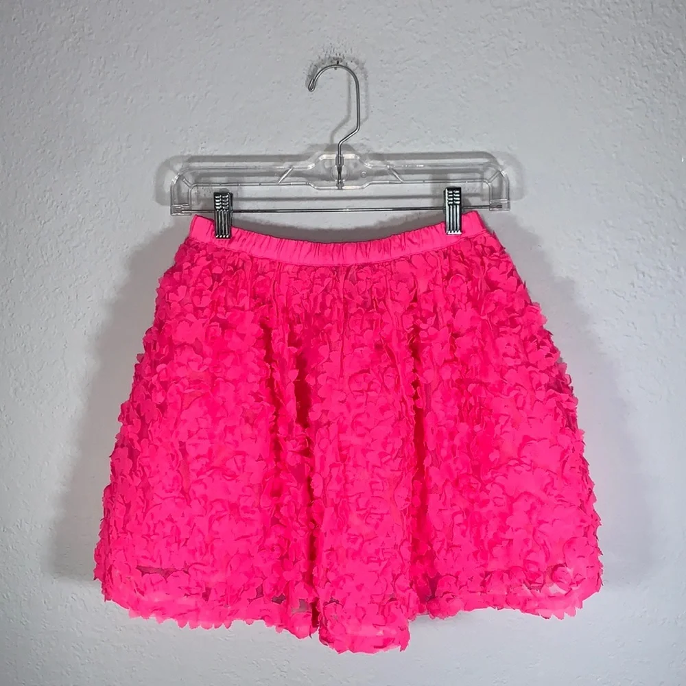 The Children’s Place Neon Berry Flower Skirt Size Large NWT Pink 3D Floral